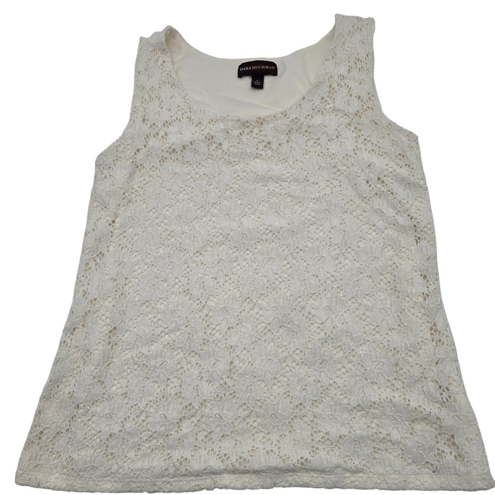 Dana Buchman Lace Tank Top Women L Cream Sleeveless Scoop Neck. Business‎ Chic